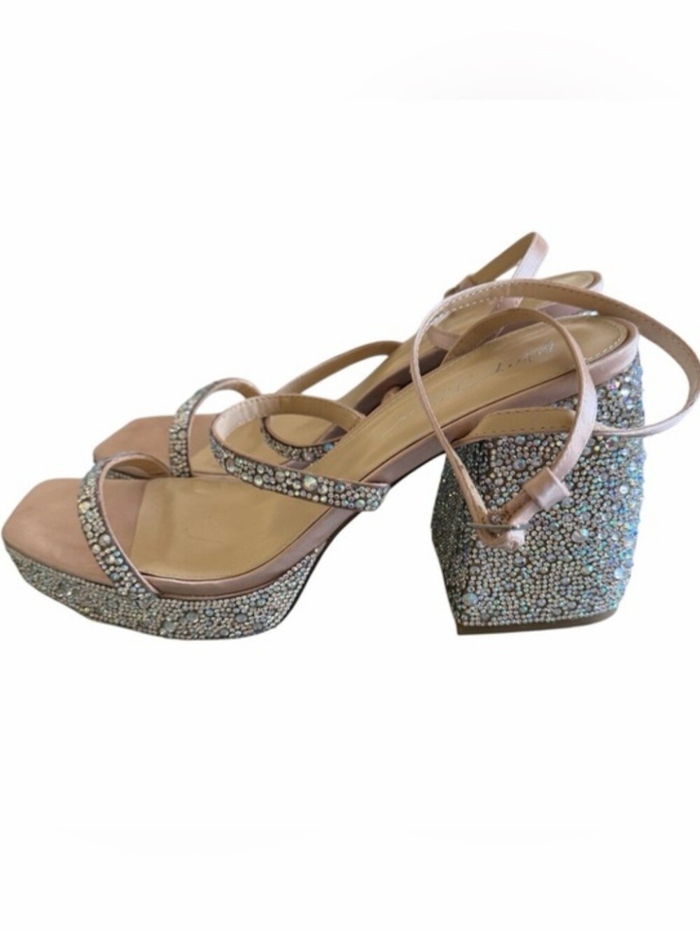 Betsey Johnson Denni Rhinestone Platform Heels Bridal Bedazzled Size 9.5 - Picture 5 of 8
